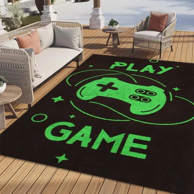 Flannel Printed Gaming Controller Rug Play Game Design Soft Fleece Floor Mat Living Room Carpet Gamer Decor Rugs
