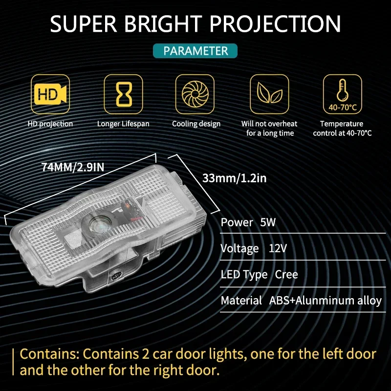 2PCS Good Quality Car Door Lights LED Car Door Courtesy Light Projector Signal Lamp Car Accessories Drop Shipping For Citroen