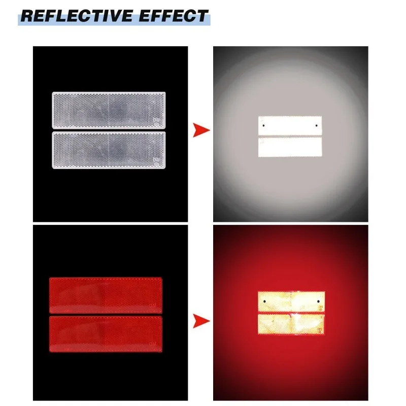 Truck Trailer Rectangle Plastic Reflector Reflective Tape Adhesive Auto Safety Night Warning Plate Stickers Car Accessories - Image 4