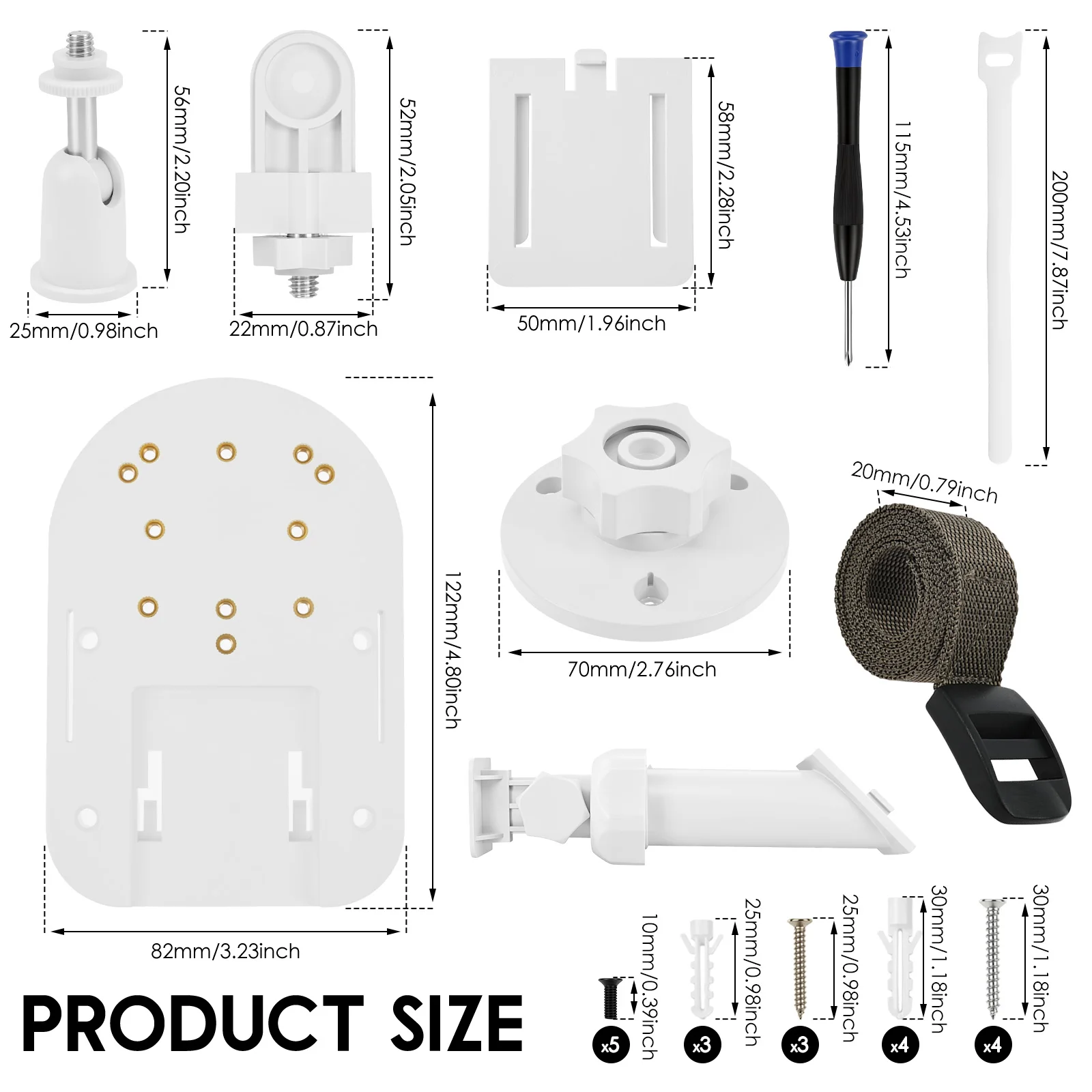 2 in 1 Solar Panel Security Camera Wall Mount Bracket Adjustable Weatherproof Stand For Ring Blink Arlo Eufy Wyze Cam 1/4 Thread