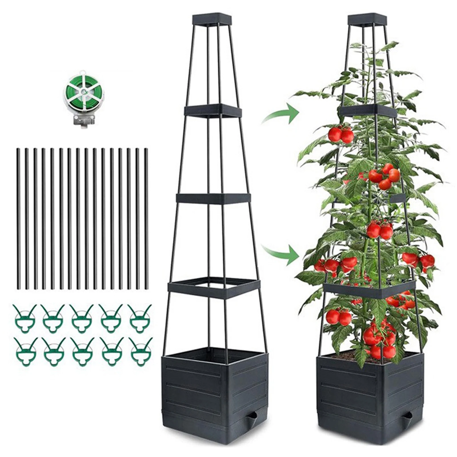 

Поднятая садовая кровать, коробка для цветов с решеткой, коробка для кашпо для помидоров, клетка для помидоров, кашпо для патио, теплицы