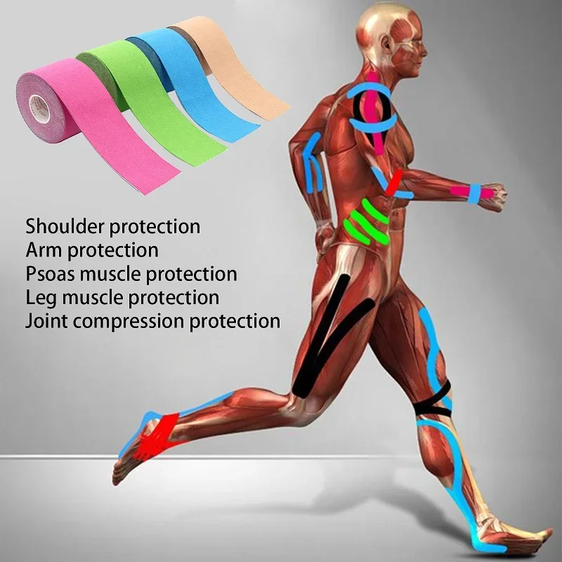 Gym Fitness Bandage Kinesiologie Tape Atletisch herstel Elastische tape Kniebeschermer Spierpijnverlichting Kniebeschermers