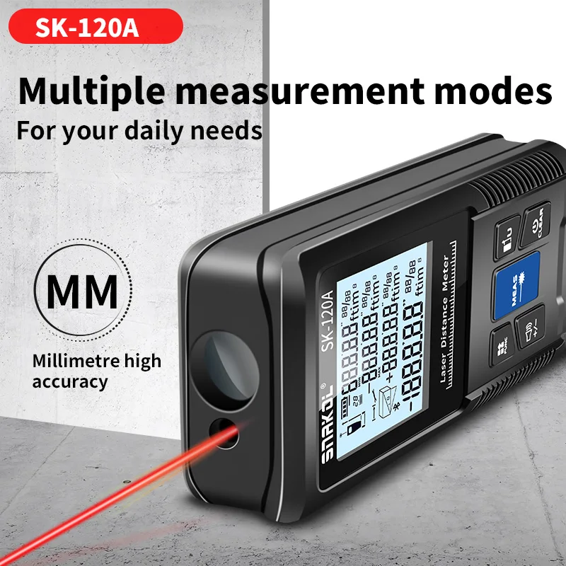 Imagem -03 - Snakol Laser Distance Meter Digital Range Finder Trena Régua de Roleta Fita Métrica 40m 50m 70m 100m 120m