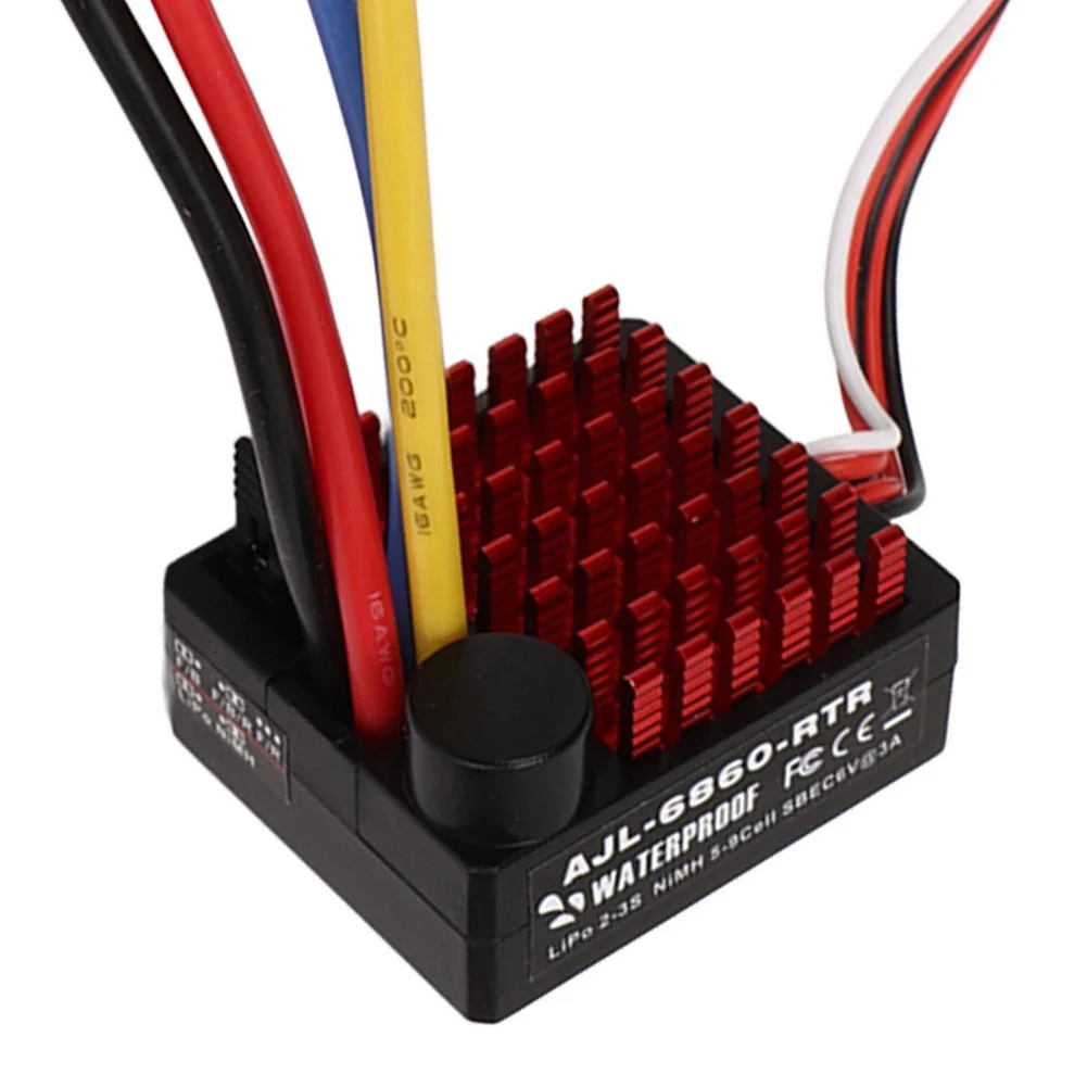 Brushed 60A ESC Waterproof Speed Control 2S-3S LiPo for 1/10 RC Cars Boat
