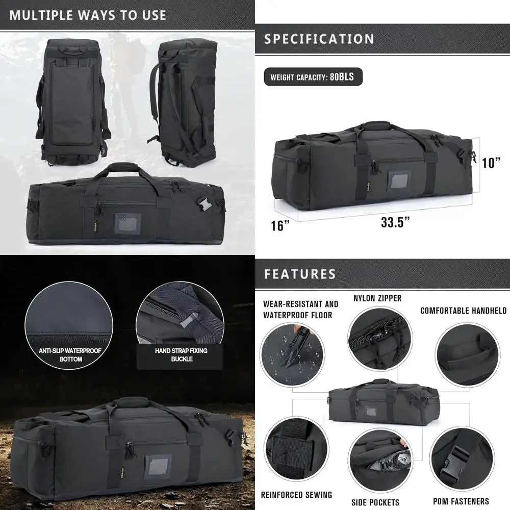 

Большая дорожная и спортивная сумка-дафл - водостойкий полиэстер, скрытые ремни, отделение для обуви - унисекс