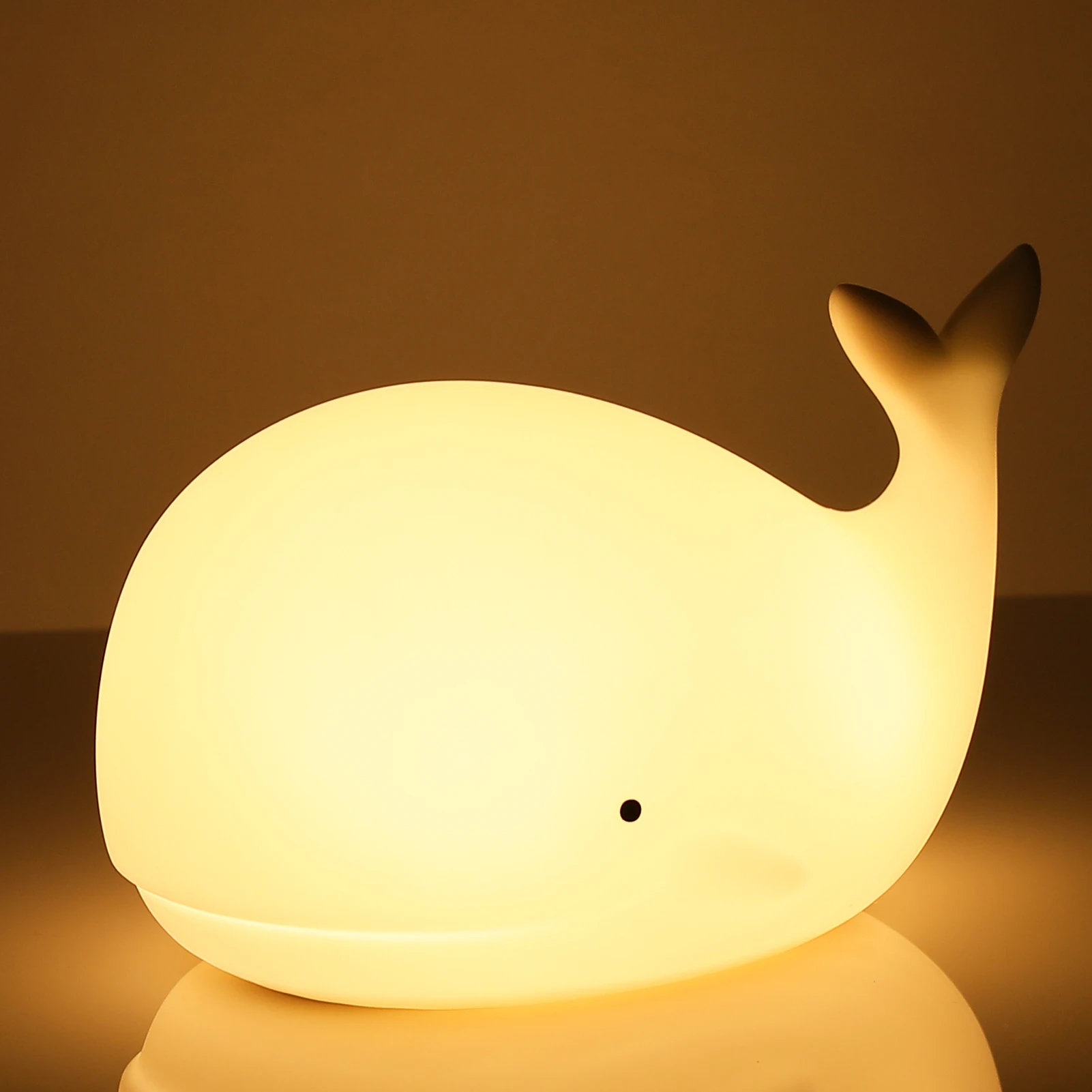 Cute Whale Night Light 7-color Silicone Usb Rechargeable Nightlights Room Decorations Table Lamp Toys for Children Baby Kids