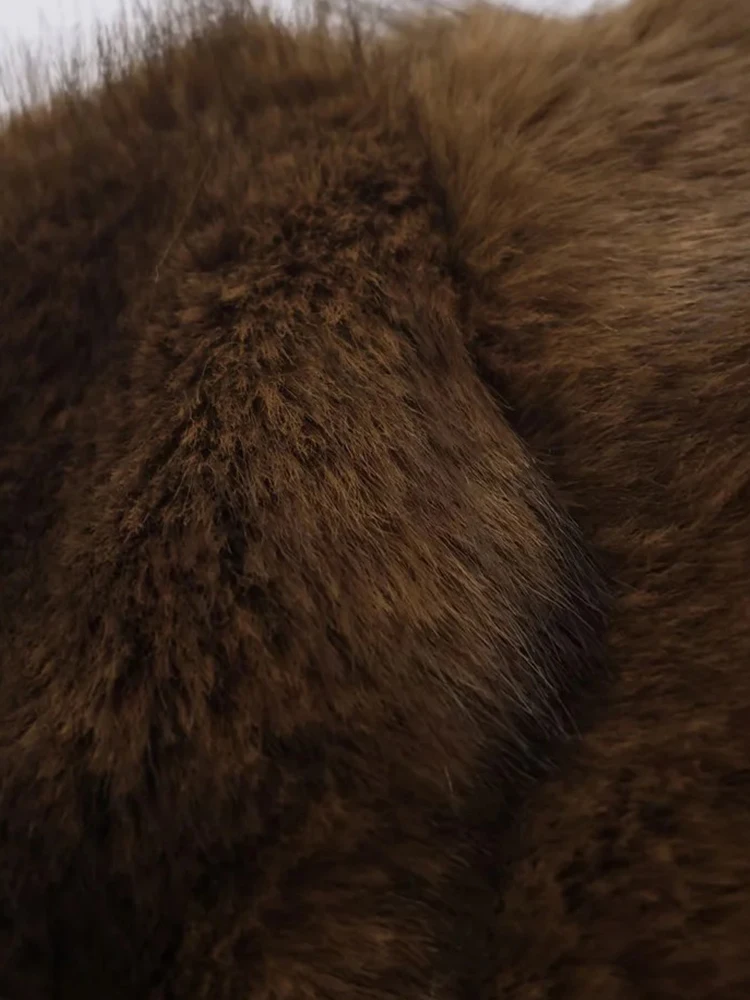 المرأة الصلبة اقتصاص فو الفراء معطف الأزياء التلبيب طويلة الأكمام واحدة الصدر جيب سترة سيدة الدافئة ركاب أبلى