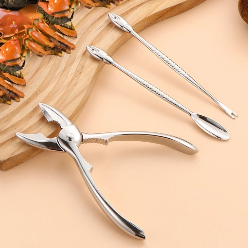 KX4B Functional Shellfish Crackers and Pick Set Practical Shellfish and Seafood Tool Set Zinc Alloy Tool for Home Restaurant