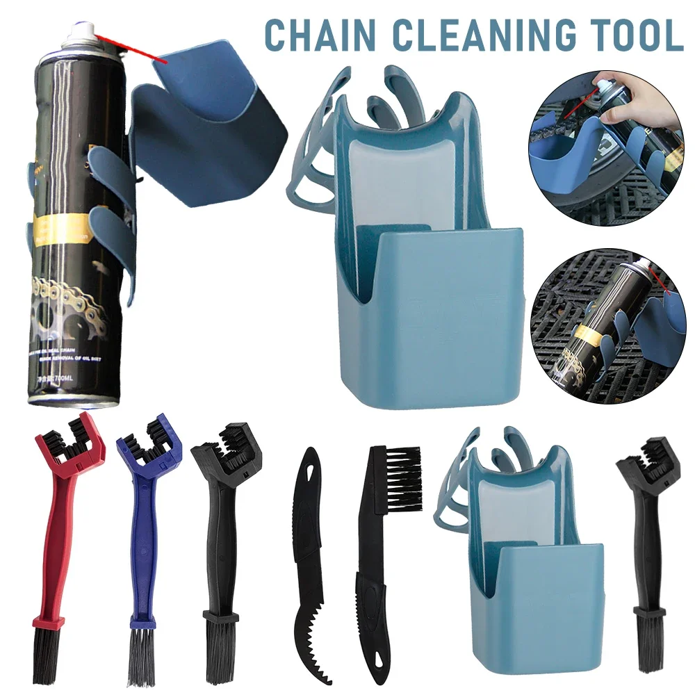 4-In-1 Chain Cleaning Tool Oil Storage Tool Box Bike Motorcycle Oil Storage Tool Widely Used Chain Oil Anti-spray Scrubber Tools