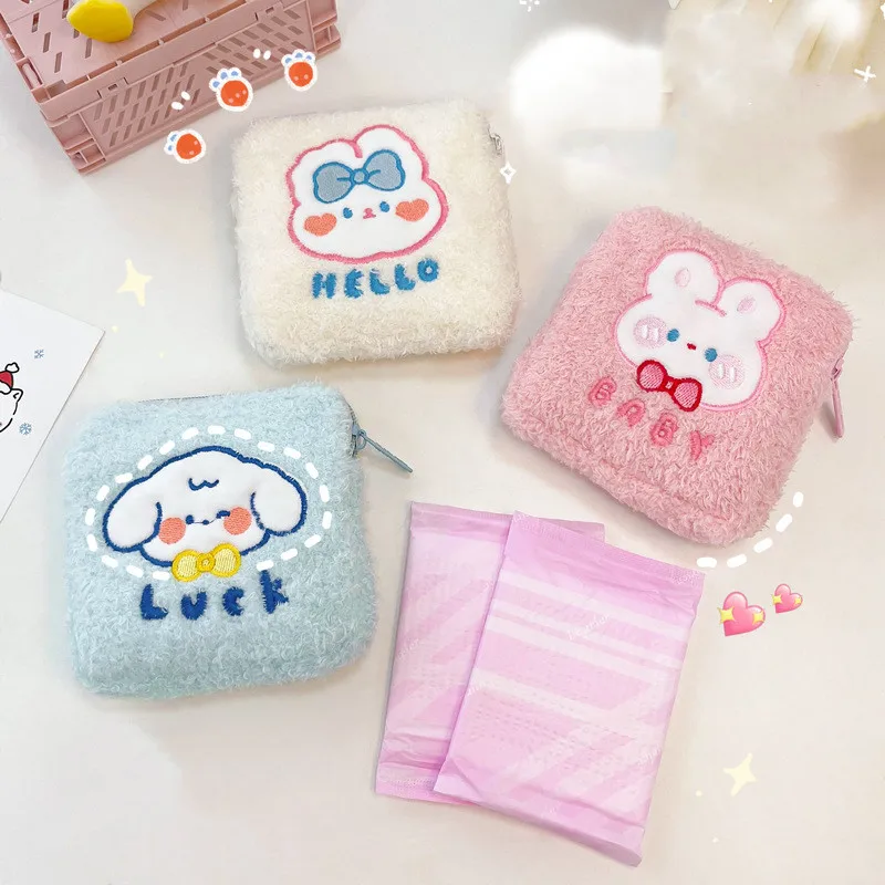 Cartoon Sanitary Napkin Towels Bag Girl Travel Mini Makeup Bags Korean Style Small Money Card Lipstick Earphone Storage Bag