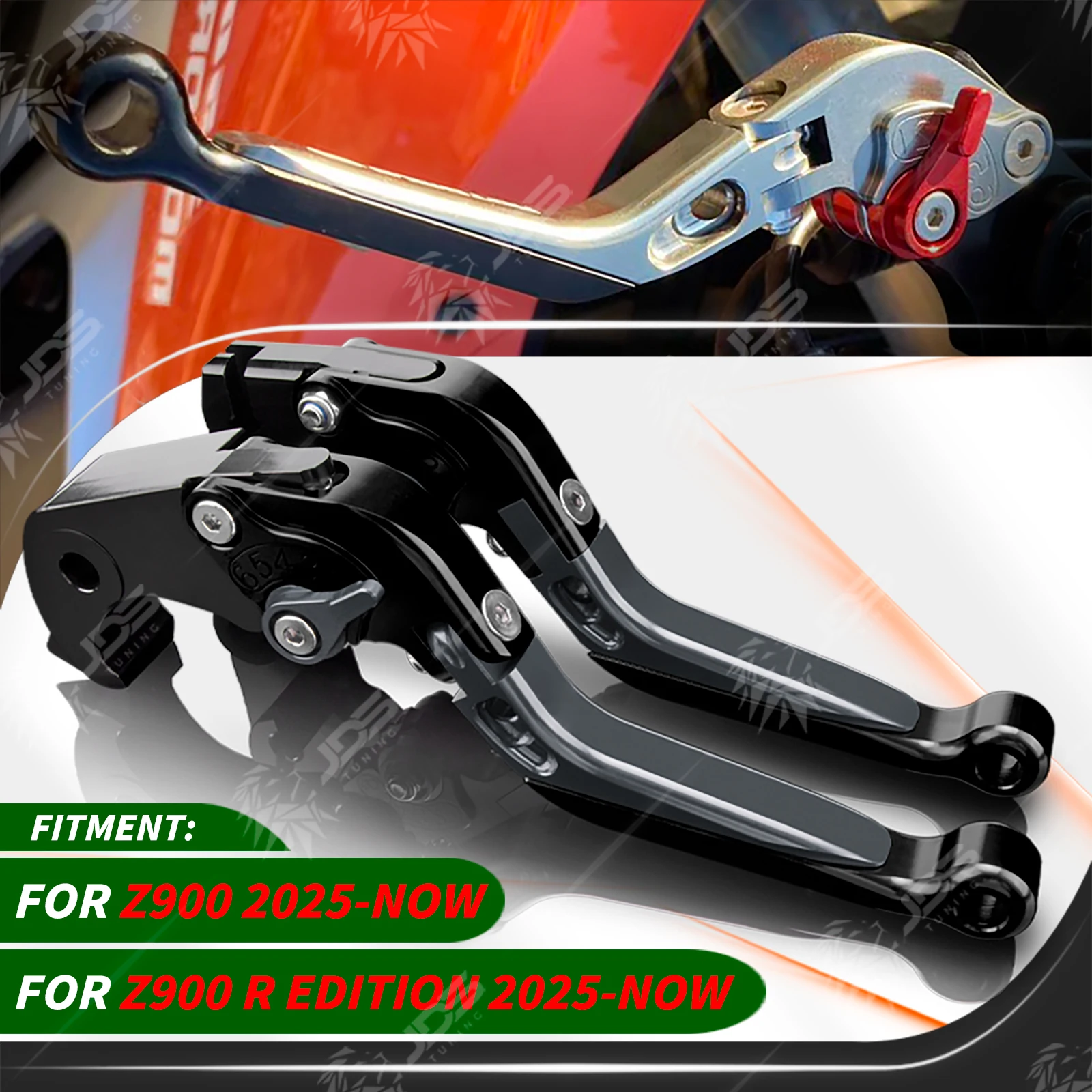 

JDSTUNING Для Kawasaki Z900/Z900 R EDITION 2025-НАСЫЧАТЕЛЬНОЕ ВРЕМЯ Рычаги сцепления и тормоза, регулируемые складные рукоятки, аксессуары и запчасти