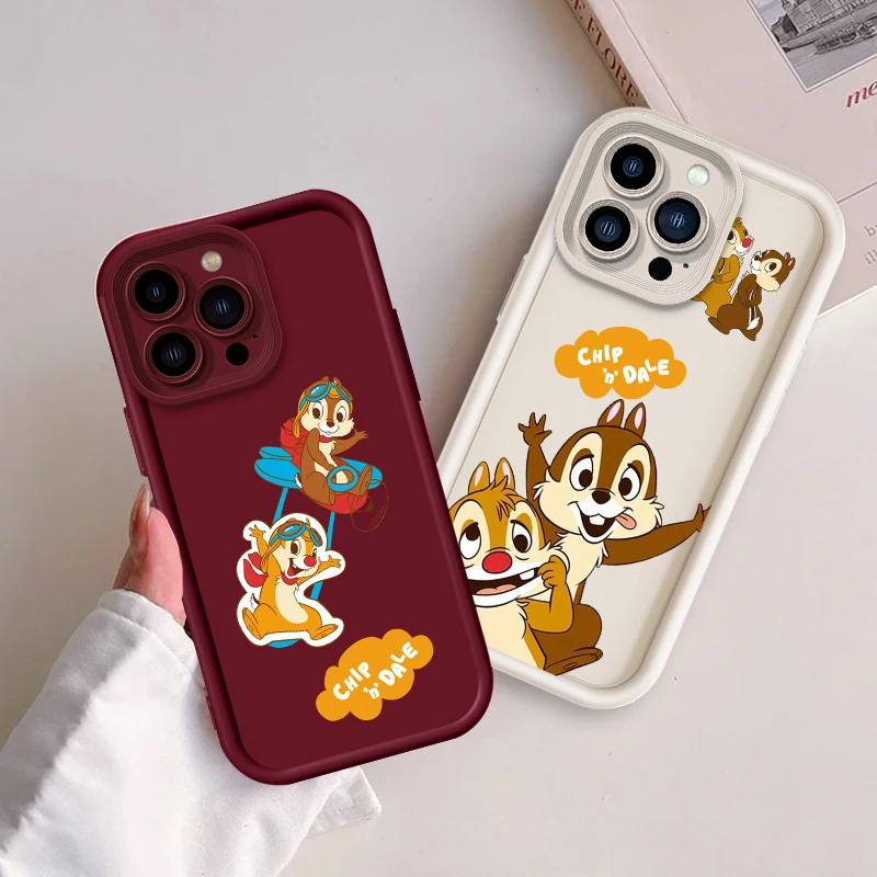 Capa de telefone Disney Chip e Dale Art, iPhone 15, 14, 13, 12, 11, XS, XR, X Pro Max, Plus, Funda