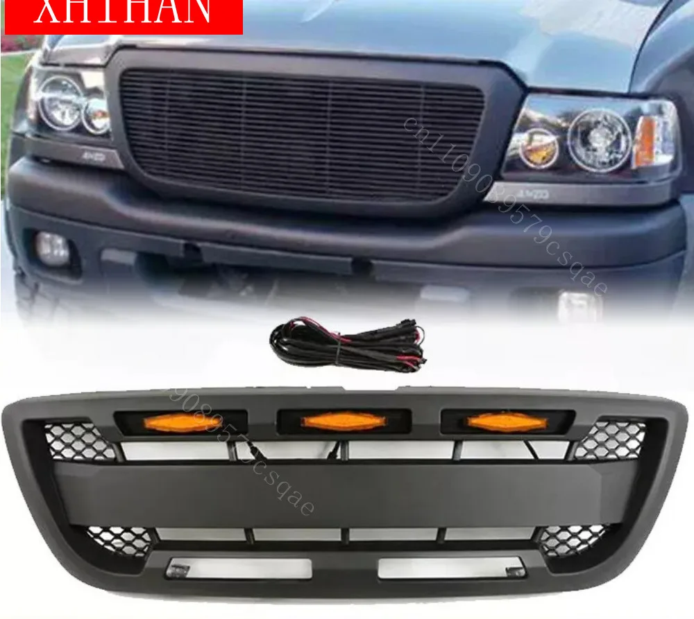 Fits For Ranger 1998 -2000 Upper Grill With LED Light Black Front Grille