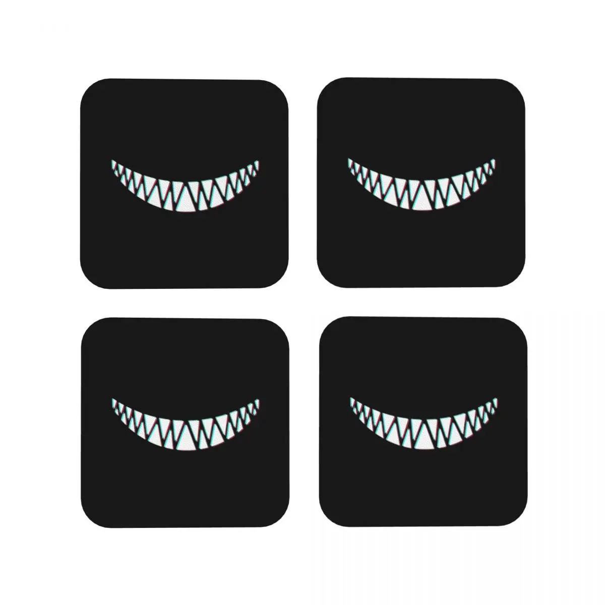 Beautiful Smile With Sharp Demon Teeth Coasters Kitchen Placemats Insulation Cup Coffee Mats  Decor Home Tableware Pads Set of 4