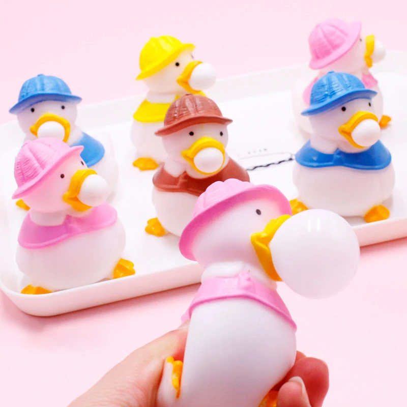 

Funny Cute Blow Bubble Duck Decompression Toys Squeeze Blow Balloon Toy Children's Puzzle Toy Adult Stress Relief Toys Gifts