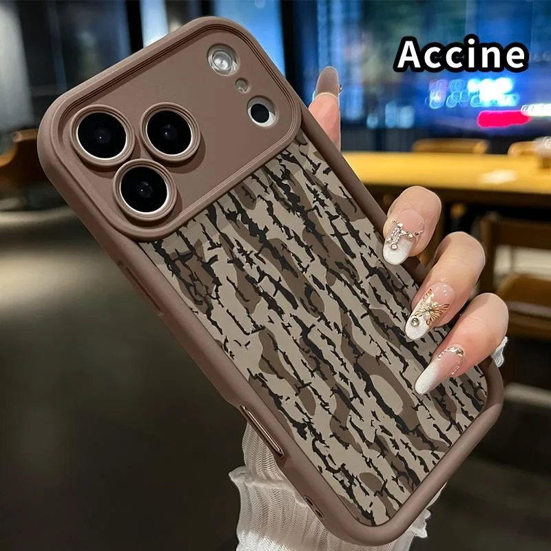 Mobile phone case: suitable for iPhone 17 Pro Max/17 Air/16 Plus/15/14/13/12/11/wood grain camouflage soft TPU non-slip durable