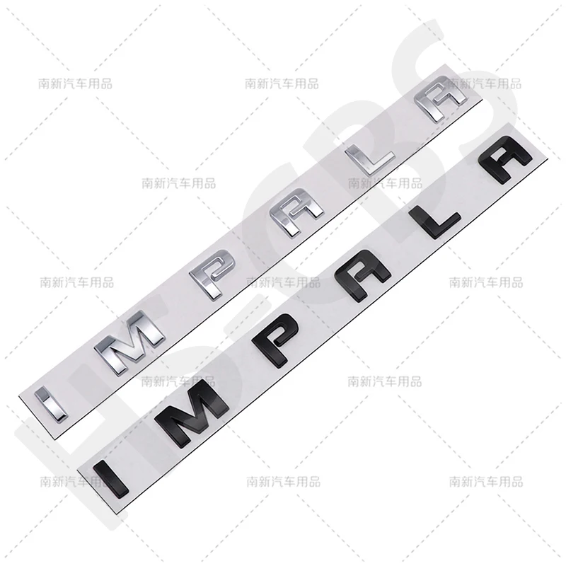 Emblema Metálico Plateado/Negro con Letras Impala, Adhesivos para Coche, Calcomanía para Maletero Trasero, Insignia para Puerta Trasera, Logotipo para Camioneta, Adhesivos Decorativos para Carrocería de Coche