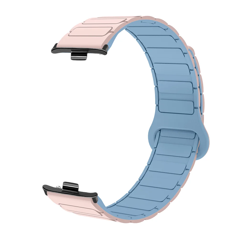 حزام حلقة مغناطيسي لـ Xiaomi Mi Band 9Pro 8Pro Redmi Band 5 4 سوار صديق للبشرة من السيليكون سريع الإصدار على شكل درع