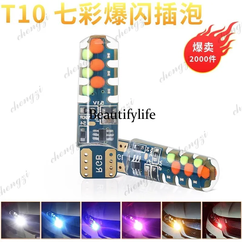 Feu de position modifié pour voiture et camion, T10 COB, LED coloré, effet bulle, étanche, en silicone, pour moto