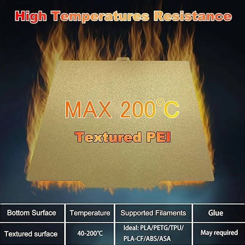 

ENERGETIC Magnetic PEI Build Plate 280x280mm Qidi Q2 Flexible Spring Steel Sheet Double Sided Textured Powder Coated Platform