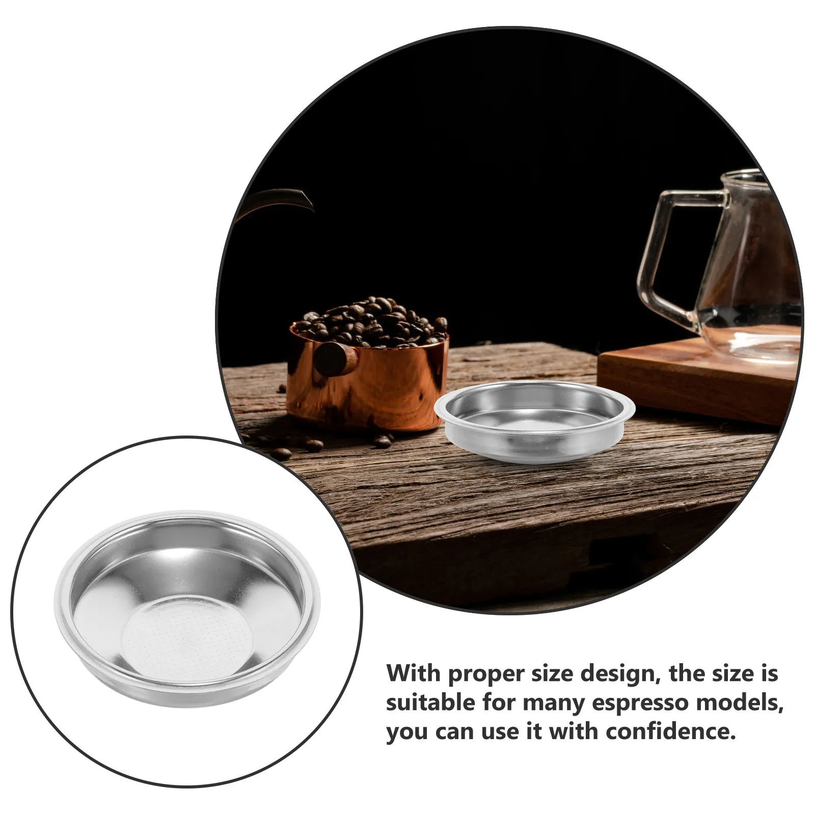 Coffee Powder Filter Cup Stainless Steel Fine Mesh Espresso Coffee Machine Filter Reusable Polished Surface Strainer for Bar