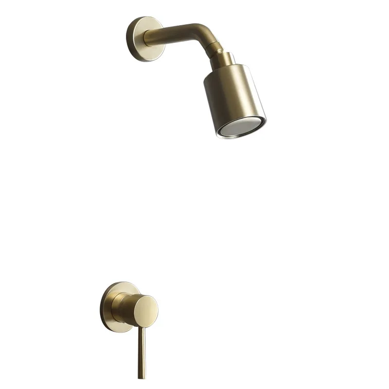 All-copper Sprinkler Single-Function Concealed Shower Set Nordic B&B Hotel Brushed Gold Into The Wall Hot And Cold Shower