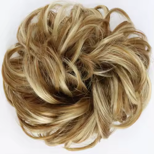 Azqueen Synthetic Messy Bun Chignon Donut Gary Brown Color Hair Bun Pad Elastic Hair Rope Rubber Band Hair Extensions - Image 13