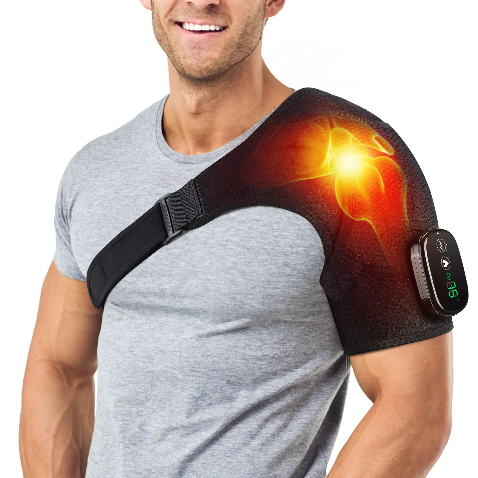 Electric Heating Vabration Shoulder Massager Brace Pain Relief Rechargeable Knee Elbow Massager Belt for Arthritis Health Care