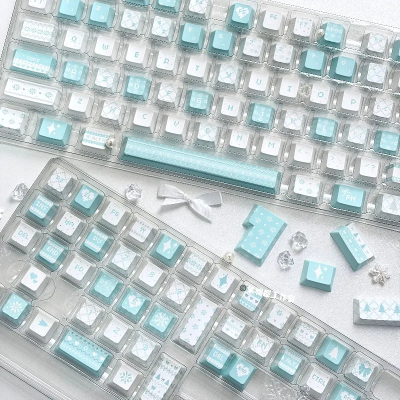 Winter on Fer Island Theme Keycaps Set Custom PBT Sublimation Cherry Profile Keyboard Cap for Mechanical Keyboard Accessories