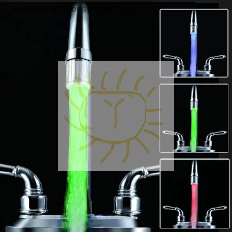 

3-Color LED Sensor Faucet Temperature-Sensitive Light Water Saving Stream Light Faucet Aerator Tap Nozzle For Kitchen Bathroom