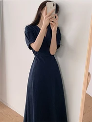 Le nuove ragazze estive vestono le donne in cotone e lino abiti Casual a maniche corte abito femminile abito Vintage solido Boho Robe Femme Vestido