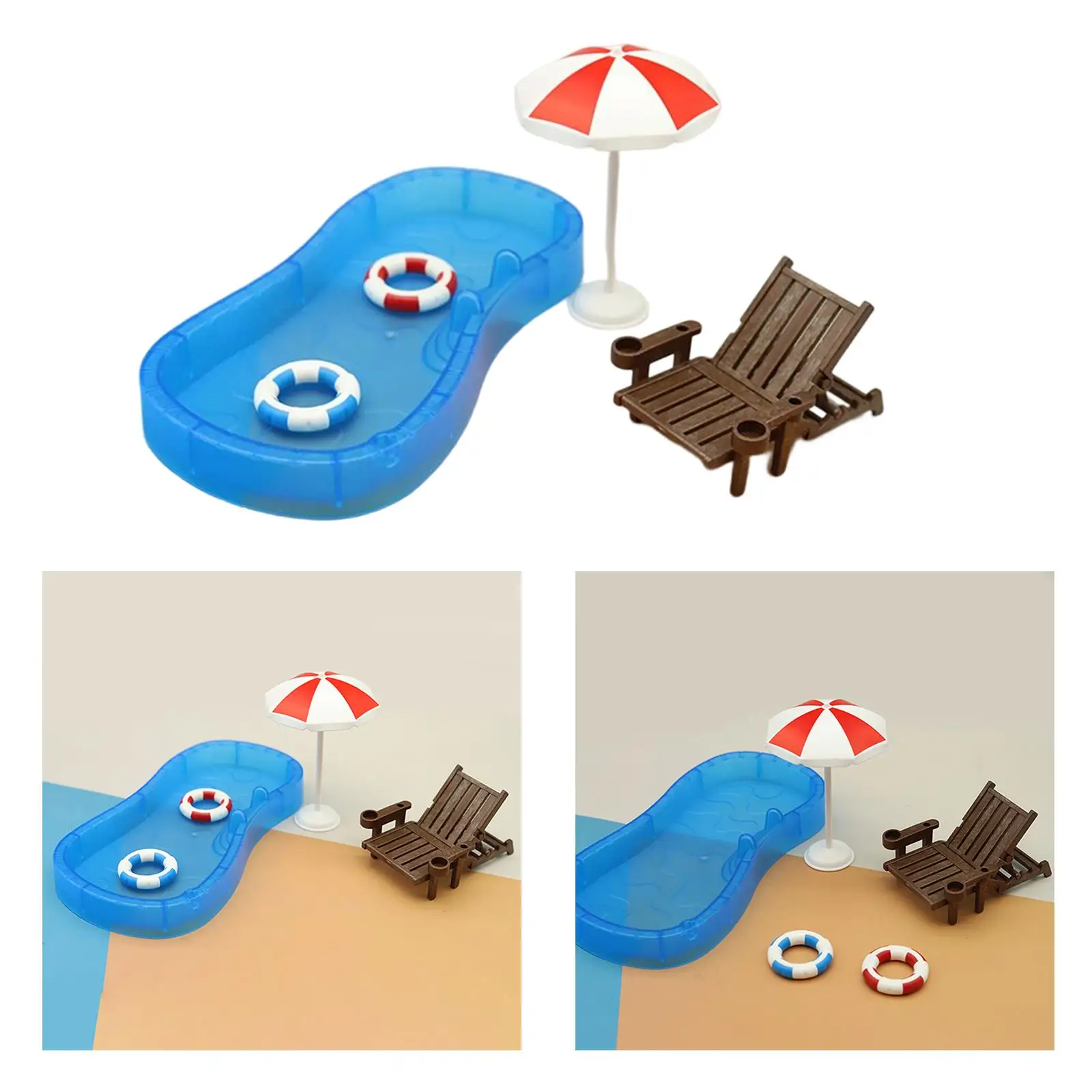 

Fairy Garden Doll House Swimming Pool Model Set, Home Patio Decoration DIY