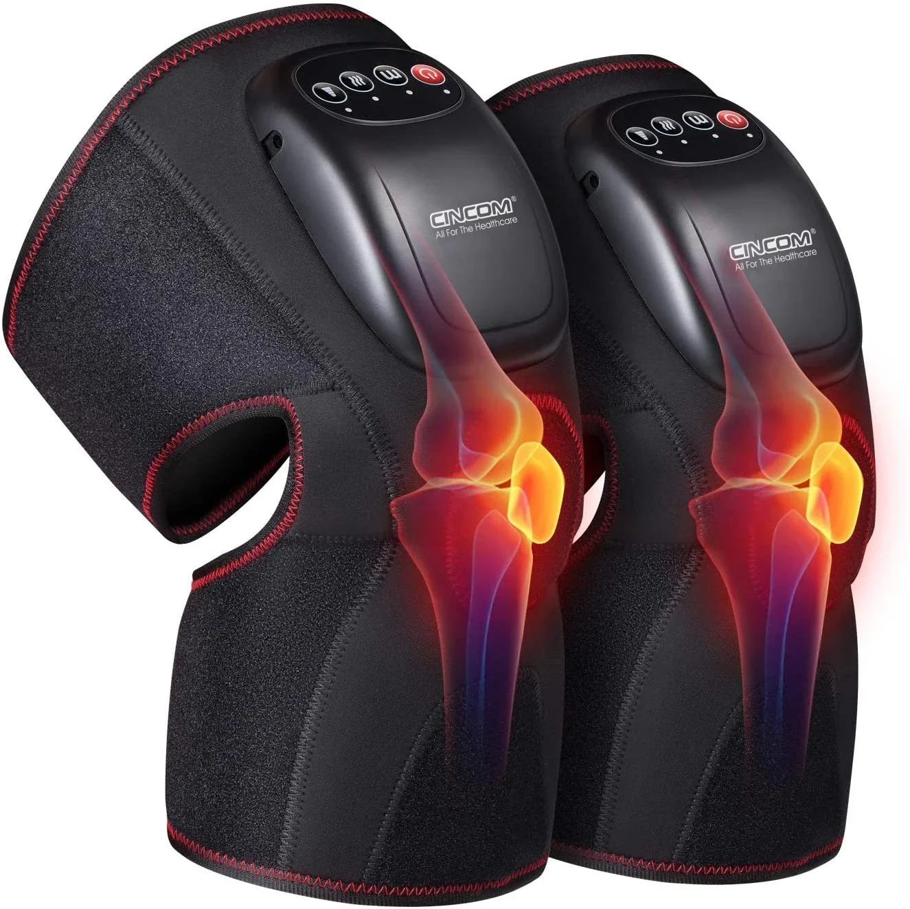 Heated Knee Massager With Air Compression Massage For Knee Pain And Circulation Heated Knee Brace Wrap Massager With 3 Modes