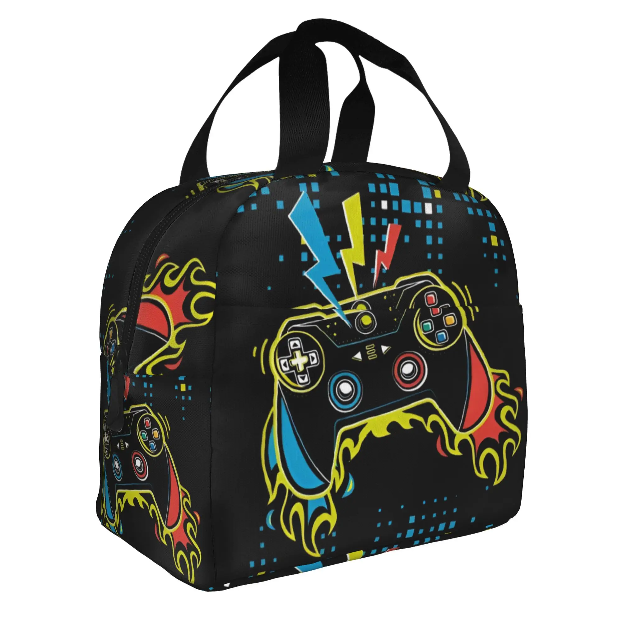 Game Controller Thermal Insulated Lunch Bags Women Fashionable Pattern Portable Lunch Container for School  Storage Food Box