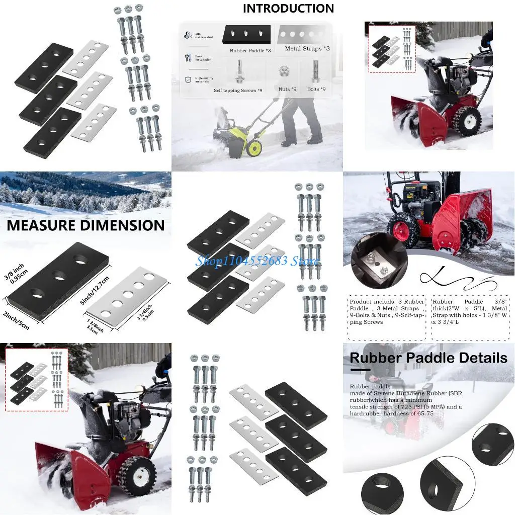 

Y6GD Snowblower Efficiency Rubber Paddles Metal Straps Fasteners Accessories