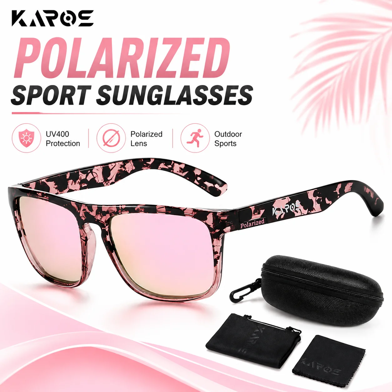 KAROS Outdoor Polarized Sport Sunglasses UV400 Lightweight Mirrored Glasses for Cycling Fishing Running Hiking Marathon YZ36BOX