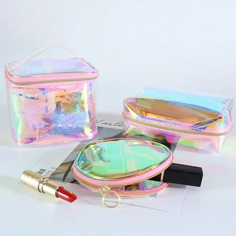 

Colorful Transparent Toiletry Bags Multipurpose Round Square Bucket Storage Bag Waterproof PVC Cosmetic Handbag Travel Outdoor