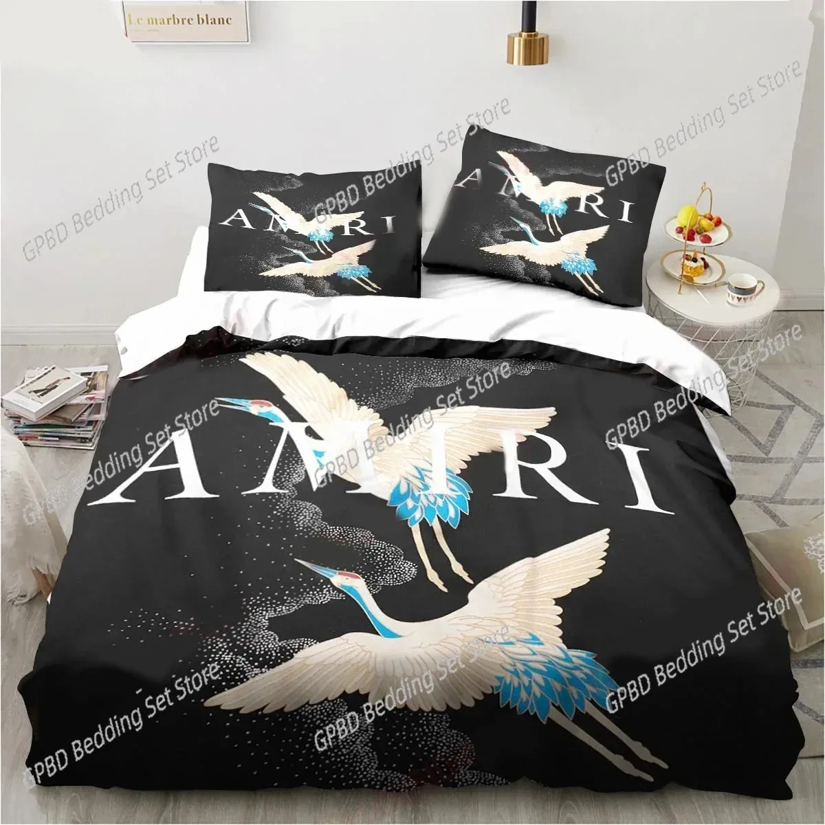 Logo Amiris Graffiti Bedding Set,Duvet Cover Comforter Bed Set Quilt Cover Pillowcase,King Queen Twin Size Boys Girls Adults