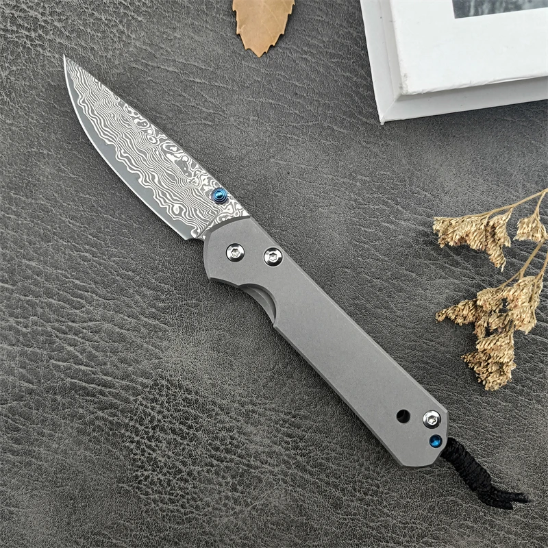 Chris Riff Malaysia Sand Folding Knife Camping Hunting TC4 Titanium Alloy Flat Titanium Handle Rescue Survival EDC Tool Knife