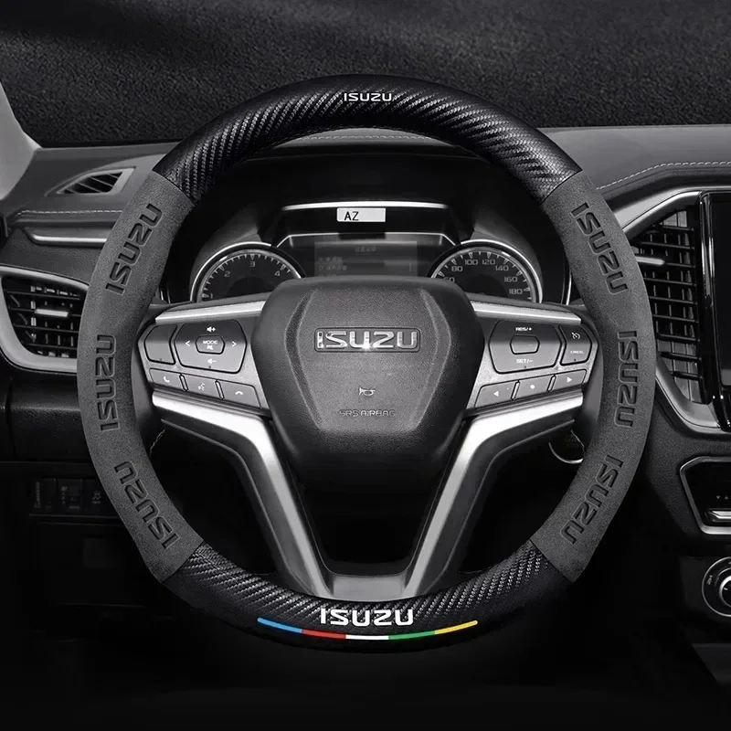 

Suitable For Isuzu D-MAX V-CROSS mu-X TAGA Suede Carbon Fiber Anti-slip Breathable Car Steering Wheel Cover Accessories