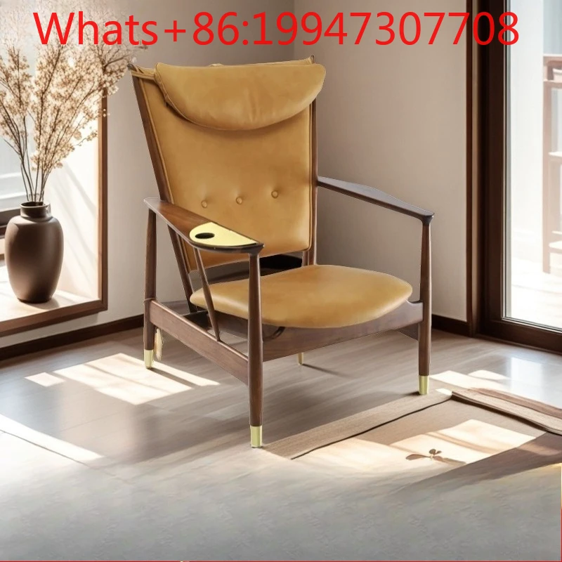 

Nordic retro style king casual lazy sofa solid wood single chair retro wabi sabi style fabric sofa chair