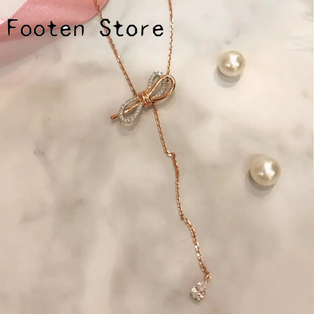 

2025 Original New Trend Fine Jewelry Sets Charm Rose Gold Bow Crystal Fashion Bracelet Necklace Earrings Romantic Gift for Women