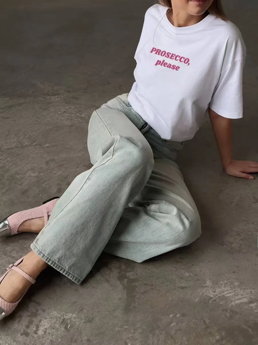 تي شيرت كاجوال من Faion فضفاض من القطن ort Sve مطبوع تي شيرت نسائي صيفي مستدير Ne مناسب للتنقل Sle Creative Pat...