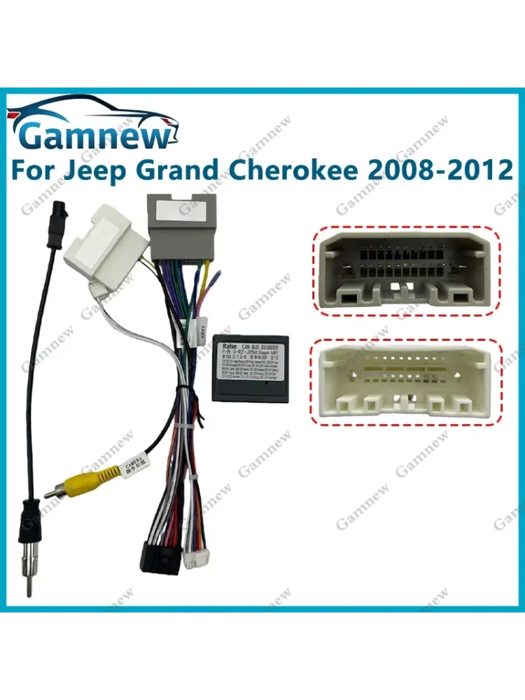 Adapter Wiązki Przewodów Samochodowych 16PIN Android z Dekoderem Canbus do Jeep Grand Cherokee Compass Liberty Wrangler 2008-2016 — 2