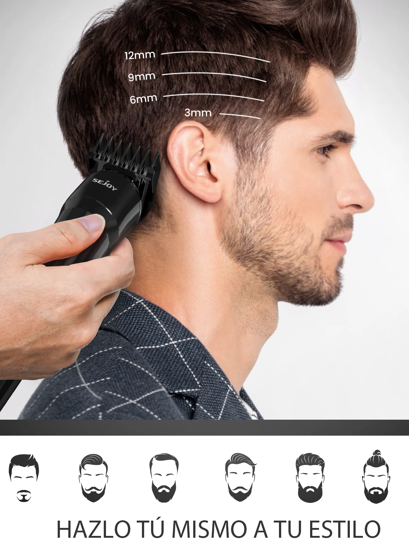 ماكينة تشذيب الشعر من SEJOY للرجال، ماكينة قص الشعر الاحترافية، ماكينة تشذيب اللحية، مجموعة ماكينة القطع اللاسلكية