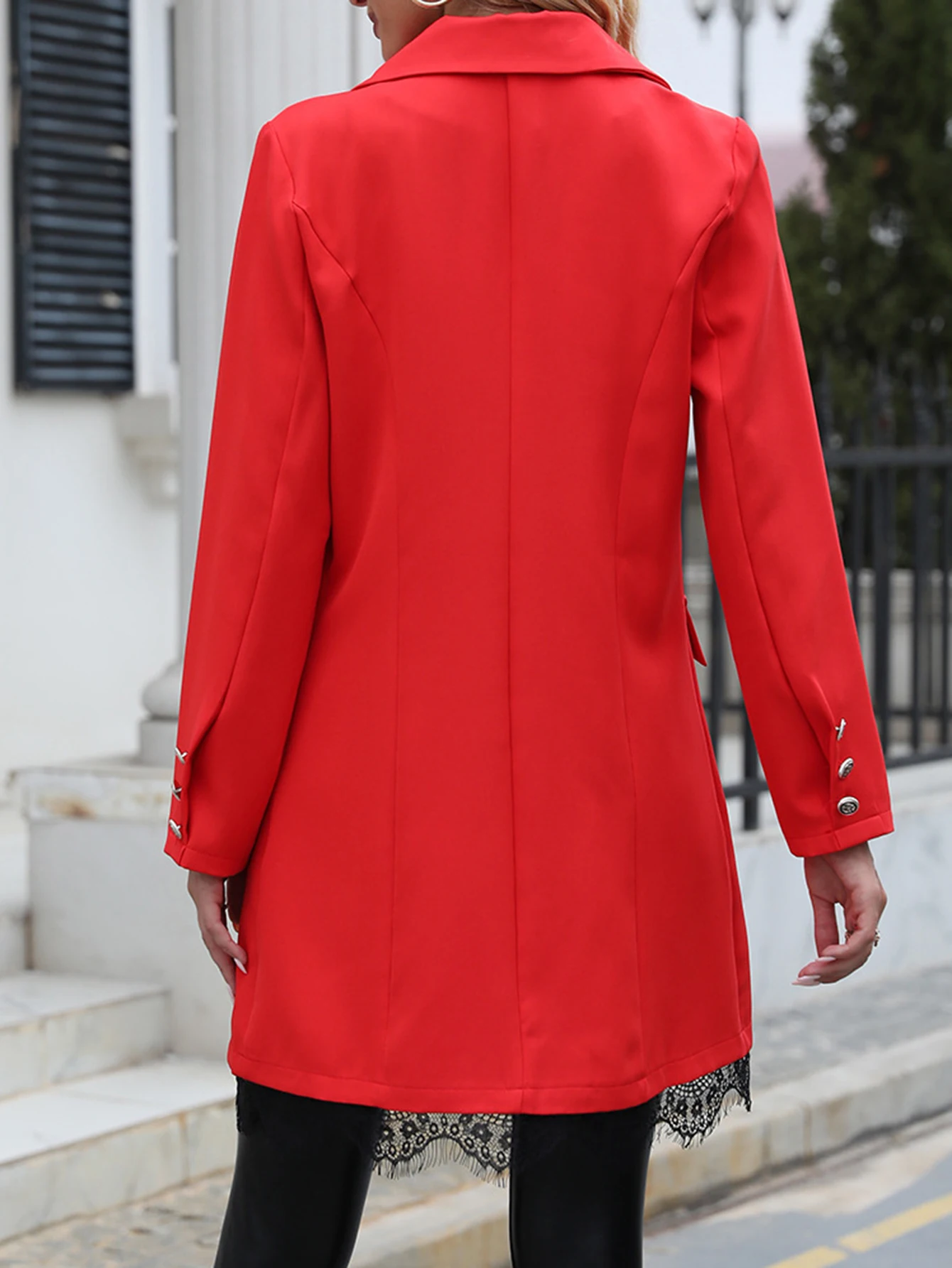 เสื้อเบลเซอร์ผู้หญิงสีพื้น ความยาวปานกลาง สไตล์ยุโรปอเมริกัน สำหรับฤดูใบไม้ร่วงและฤดูหนาว แฟชั่นทันสมัย