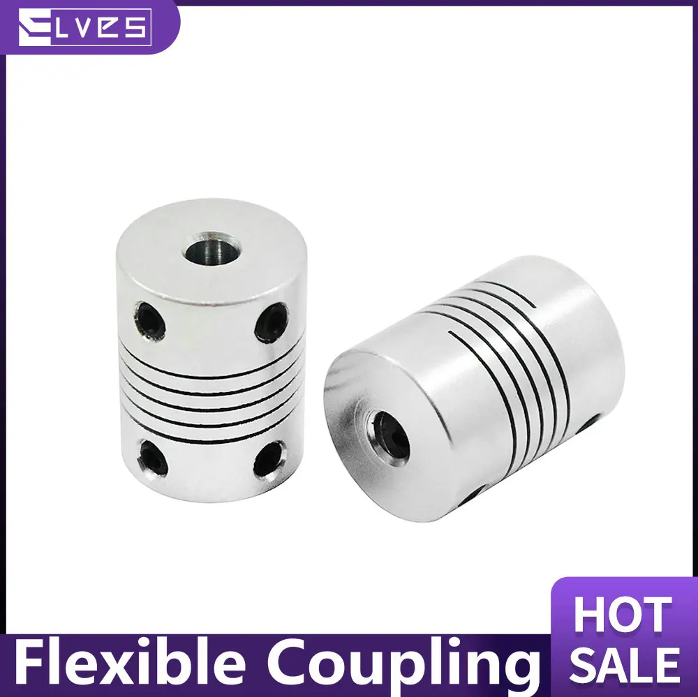 ELVES 2Pcs 3D Parts Coupling CNC Motor Jaw Shaft Coupler 5mm To 8mm Flexible OD 19x25mm 3x3/4/5/6/6.35/8mm part Common Couplings