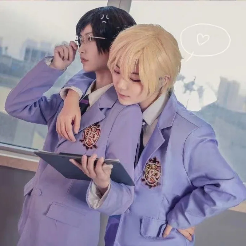 

Anime Ouran High School Host Club Cosplay Fujioka Haruhi Ootori Kyouya Suou Tamaki Uniform Anzug Frauen Männer Cosplay Costume