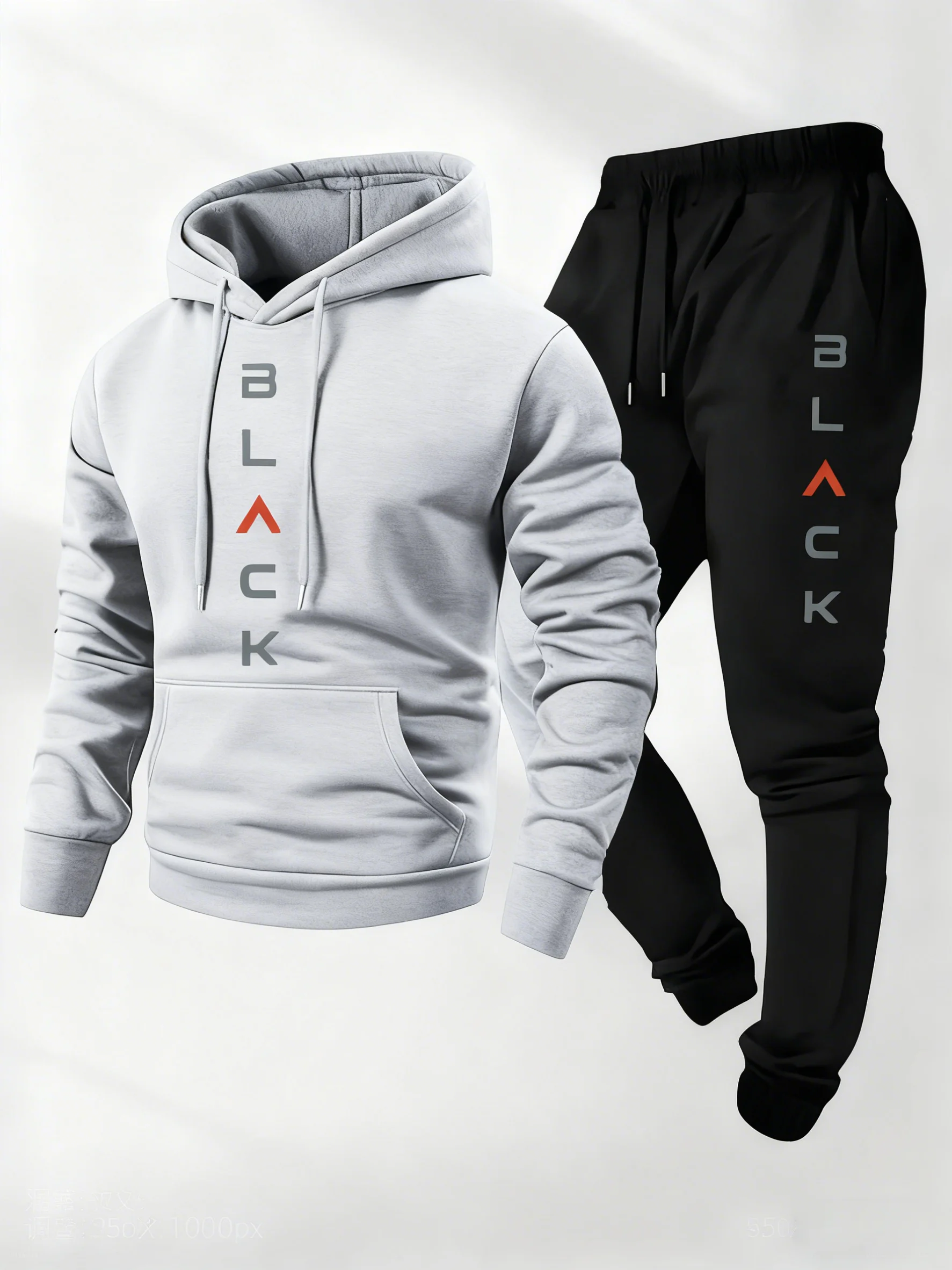 Винтажный буквенный принт, мужской комплект из двух предметов, повседневная толстовка с капюшоном и длинными рукавами с круглым вырезом и спортивные штаны, подходит для победы