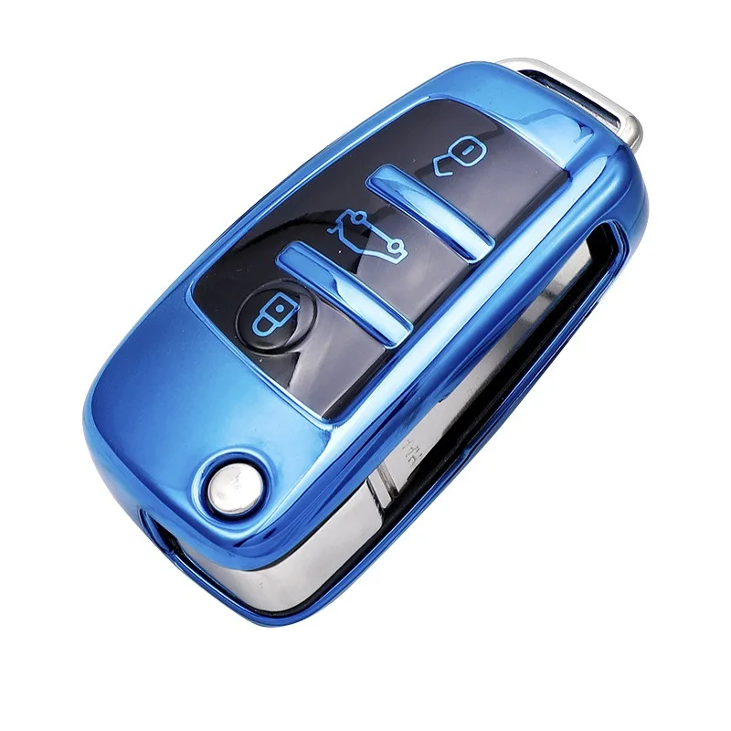 Para Audi A3 8L 8P A4 B6 B7 B8 A6 C5 C6 4F RS3 Q3 Q7 TT 8L 8V S3 TPU funda con tapa para llave de coche soporte Protector sin llave